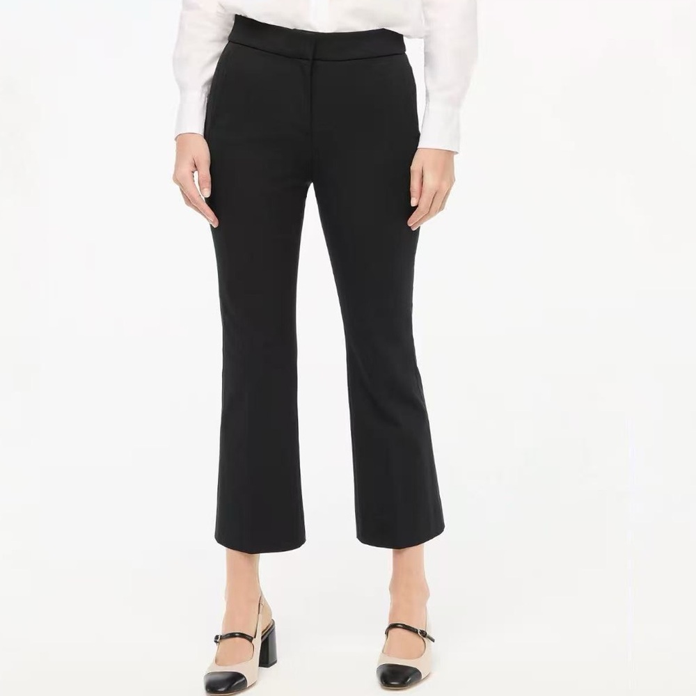 J.Crew Petite Kelsey cotton blend flare Black Pant